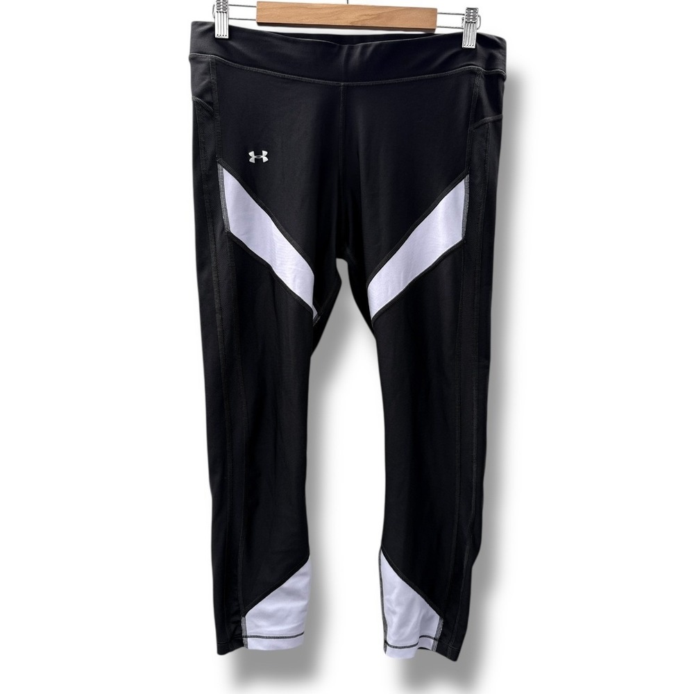Under Armour Compression Leggings Size XL Black White Performance Athletic Pants